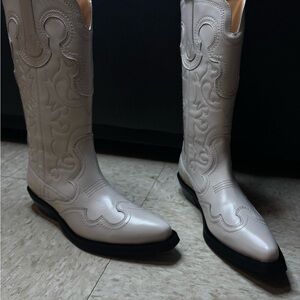 Ganni Mid Shaft Embroidered Western Boots